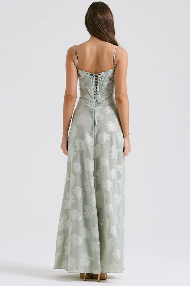 Serena Retro Black Printed Maxi Dress