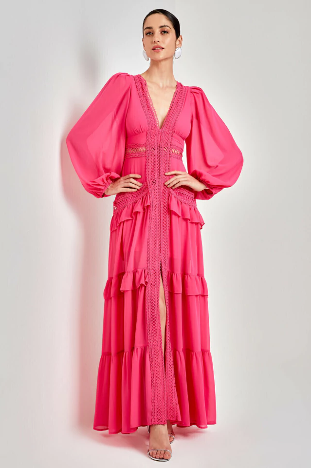 Lorie Long Sleeve Ruffle Gown 16
