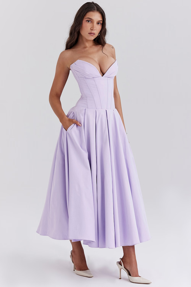 Black Lady Strapless Midi Dress