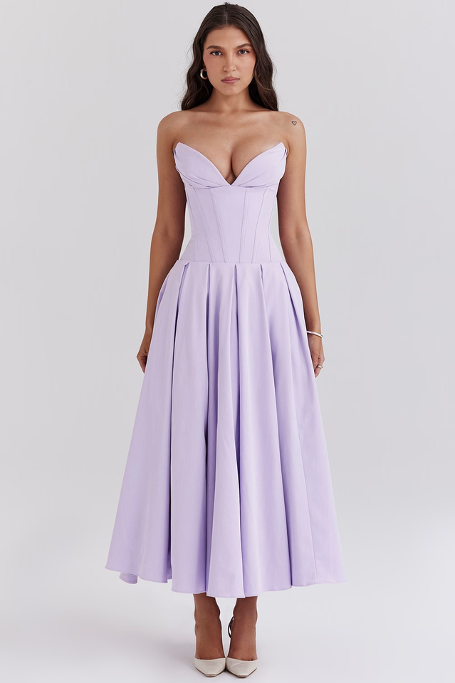 Black Lady Strapless Midi Dress