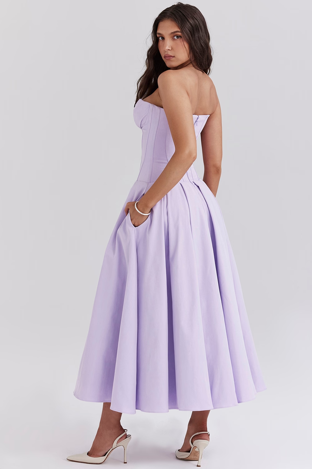 Black Lady Strapless Midi Dress