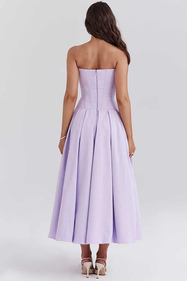 Black Lady Strapless Midi Dress