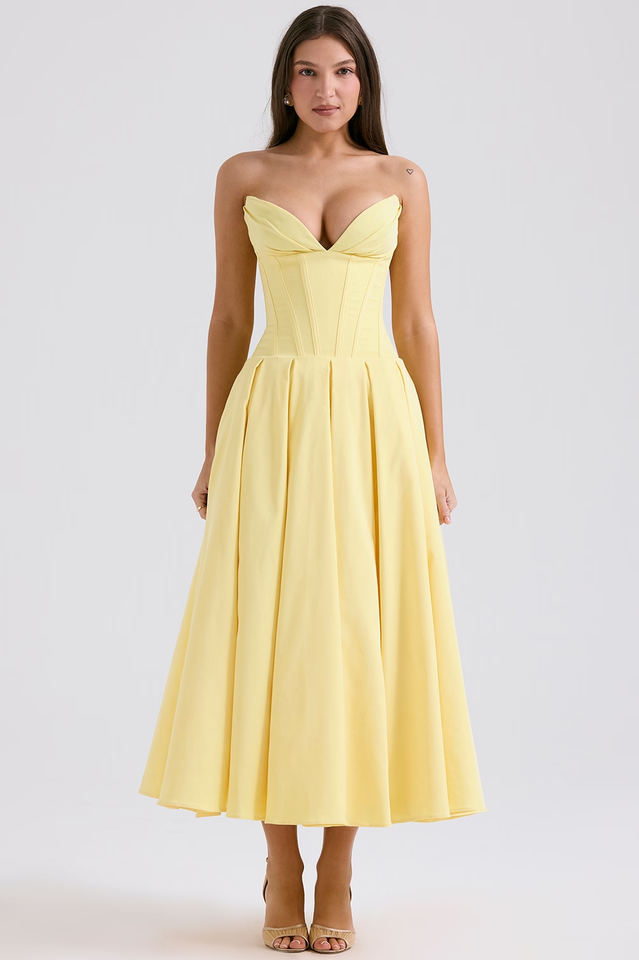 Black Lady Strapless Midi Dress