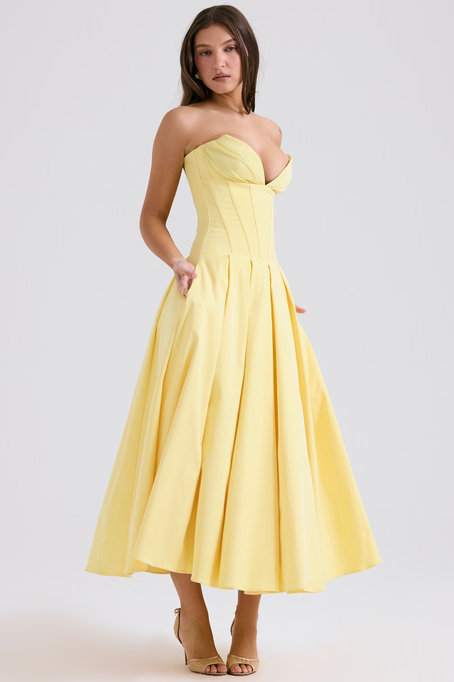 Black Lady Strapless Midi Dress