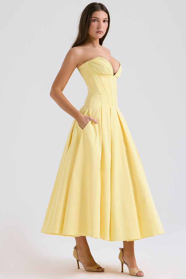 Black Lady Strapless Midi Dress