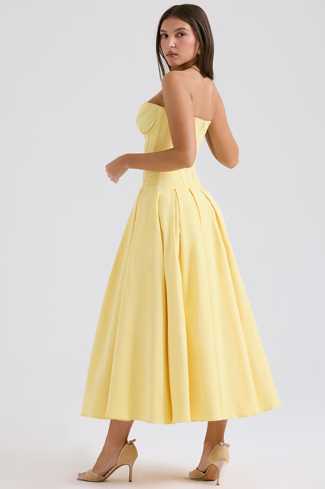 Black Lady Strapless Midi Dress