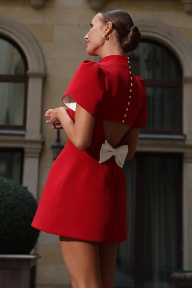 Adela Cut-out Bowknot Mini Dress