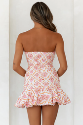 Floral Sweetheart Strapless Ruched Fit and Flare Mini Dress 6