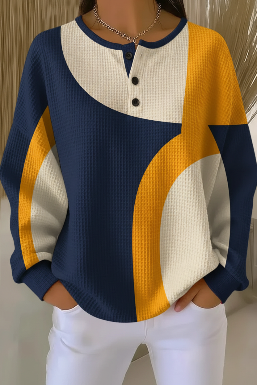 Women's Gradient Casual Waffle Sweatshirt