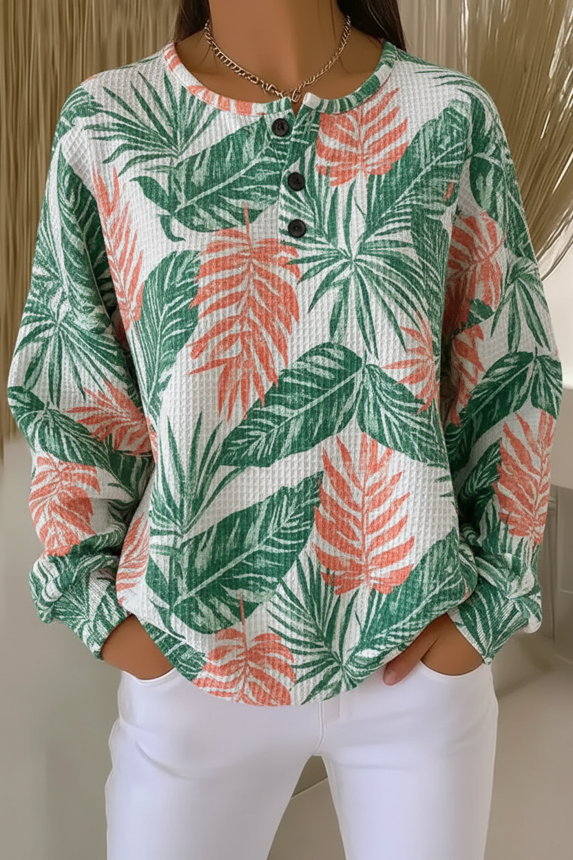 Women's Gradient Casual Waffle Sweatshirt
