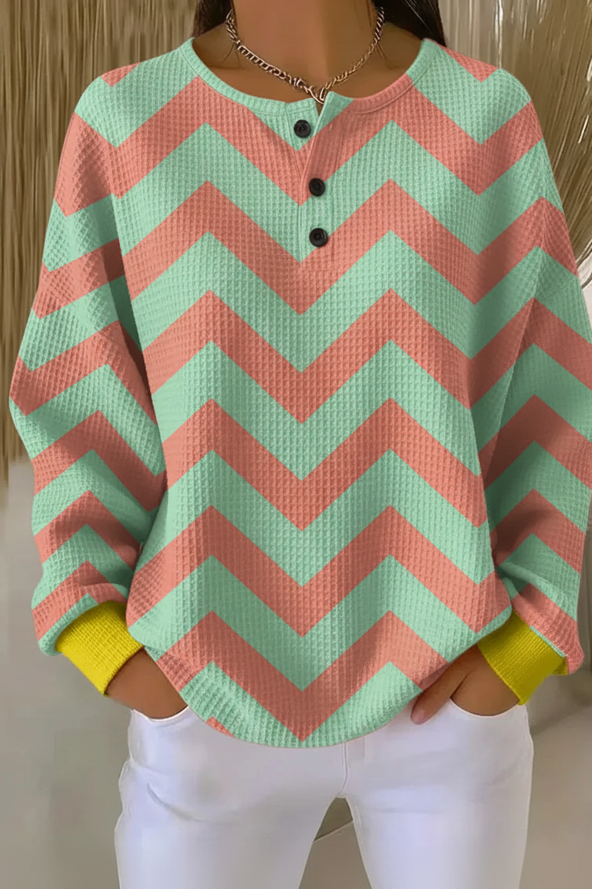 Women's Gradient Casual Waffle Sweatshirt