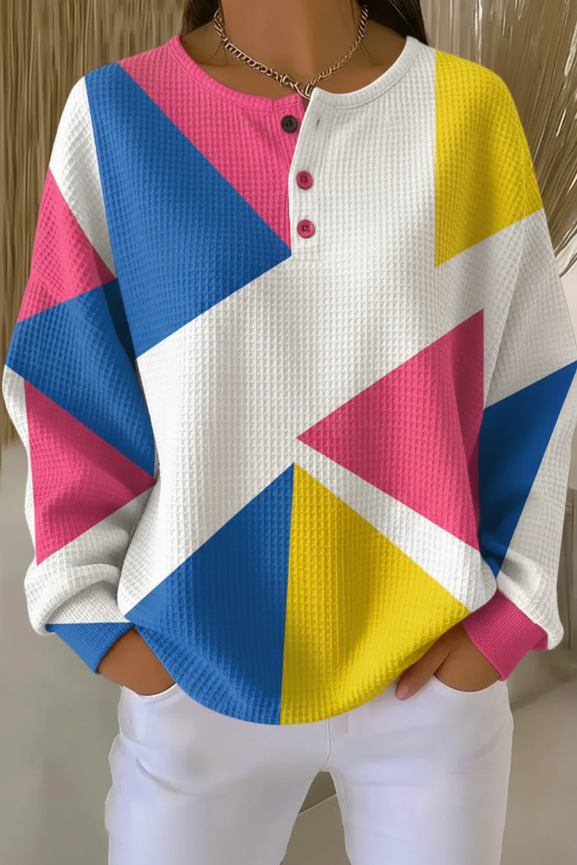 Women's Gradient Casual Waffle Sweatshirt