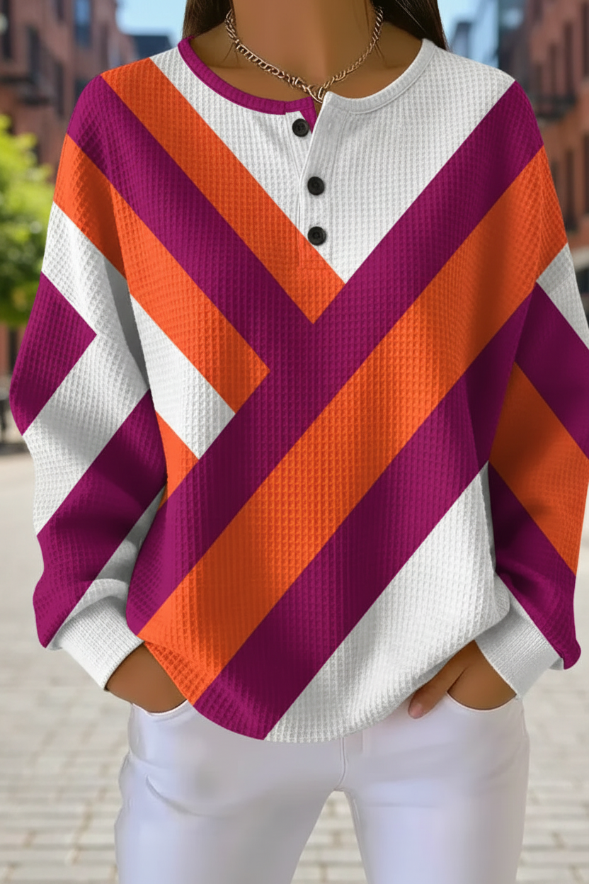 Women's Gradient Casual Waffle Sweatshirt