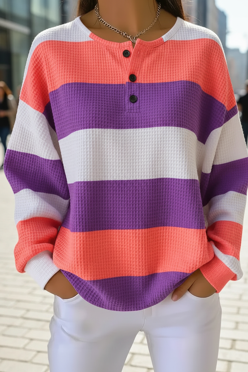 Women's Gradient Casual Waffle Sweatshirt