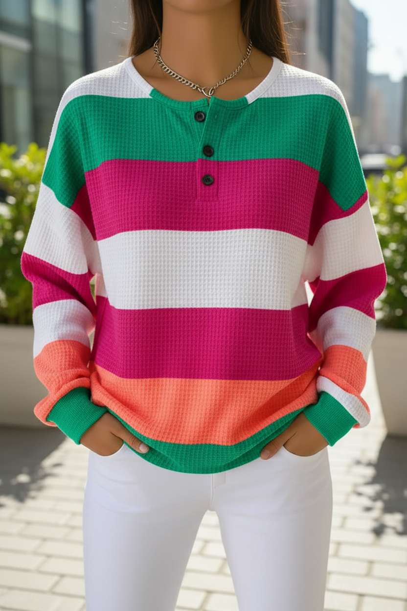 Women's Gradient Casual Waffle Sweatshirt