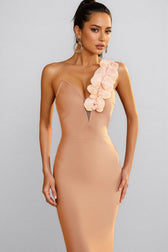 Yvelit One Shoulder Flower Bandage Maxi Dress - View 5