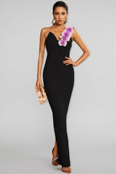 Xaeli One Shoulder Flower Bandage Maxi Dress