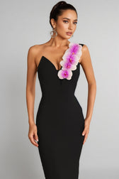 Xaeli One Shoulder Flower Bandage Maxi Dress - View 2