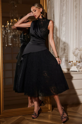 Mariam Lace Draped Midi Dress - View 4