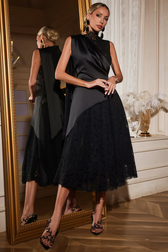Mariam Lace Draped Midi Dress - View 2