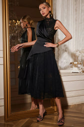 Mariam Lace Draped Midi Dress - View 3