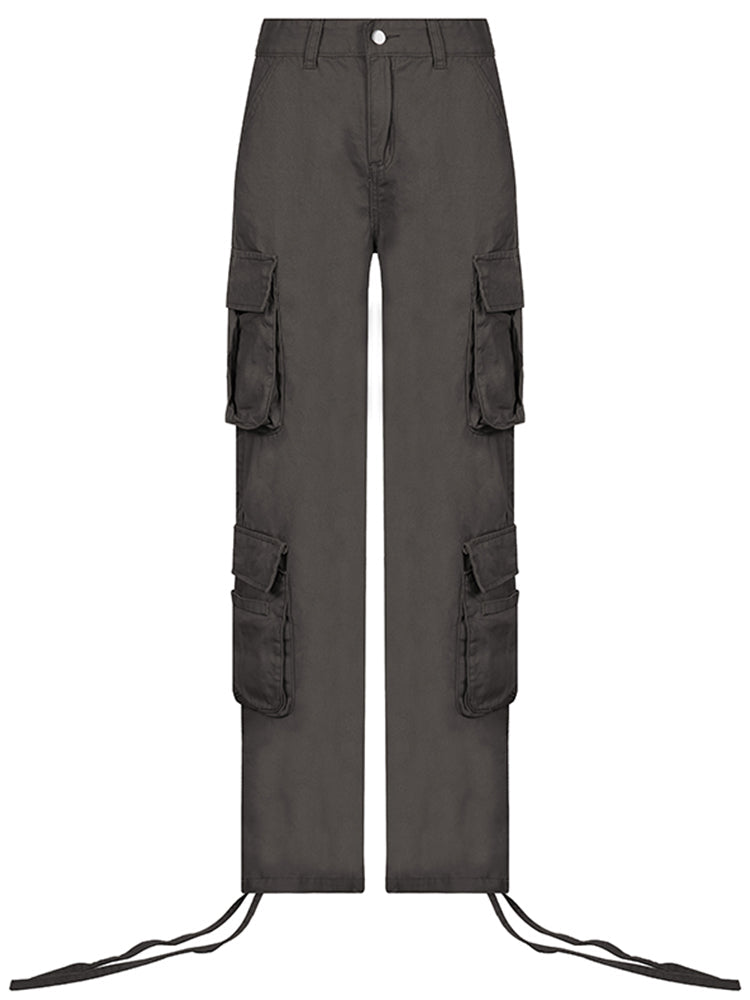 Low Rise Multi Pocket Baggy Drawstring Hem Cargo Pants 6