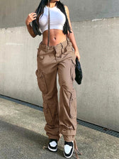 Ruched Big Pockets Cargo Jeans