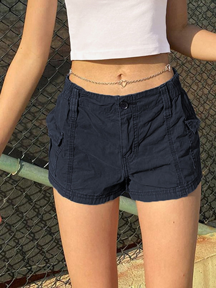 Low Waisted Shorts Harajuku Retro Basic Casual Sporty Bottom Women Biker