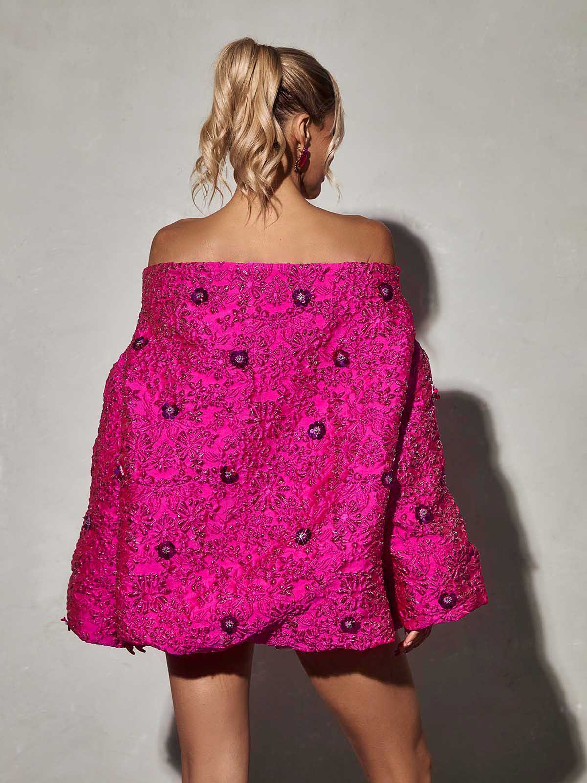 Ravina Long Sleeve Jacquard Mini Dress 5