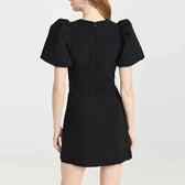 Sexy Hollow Out Slim Mini Puff Sleeve Red Party Dress