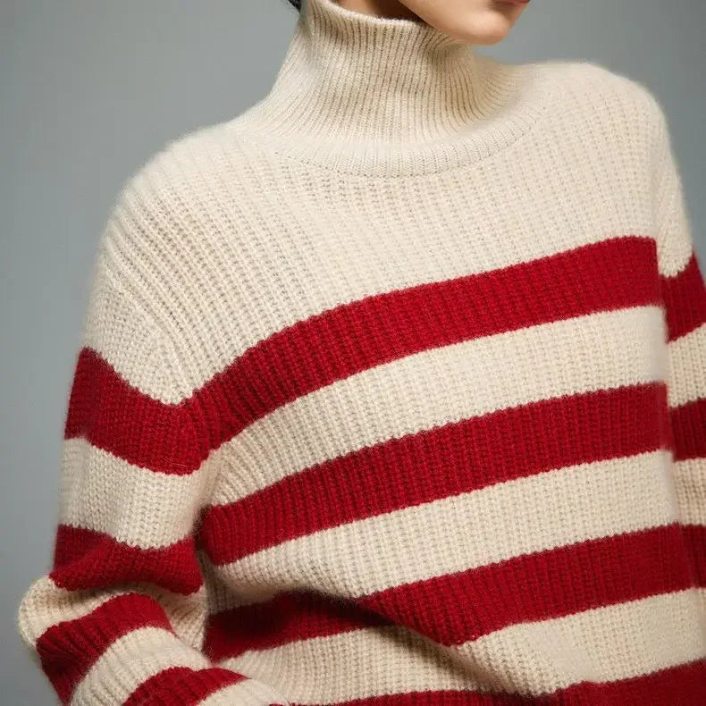 Red Striped Thick Y2k Sweater