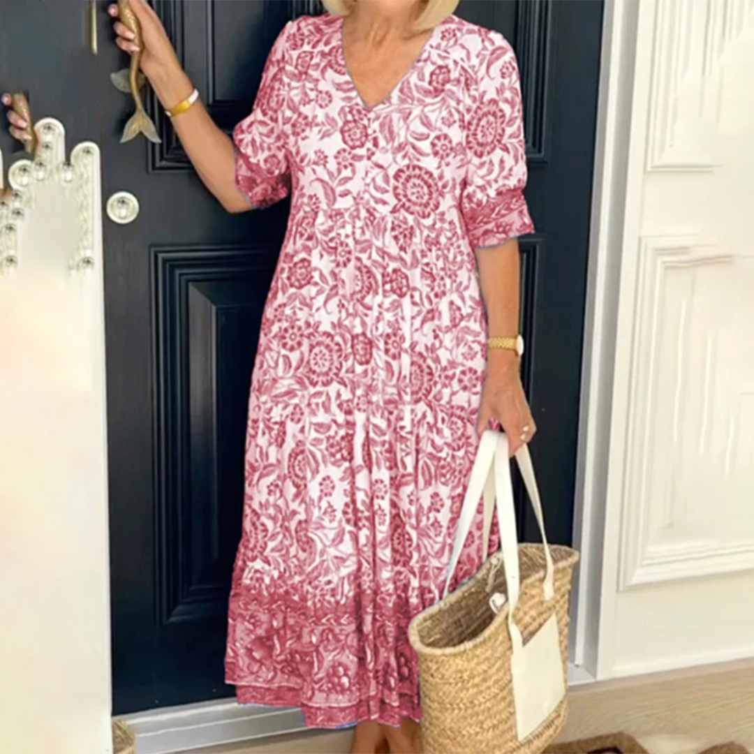 Nayan Elegant Spring Dress with V-neck for Women Versatile Daily Pick