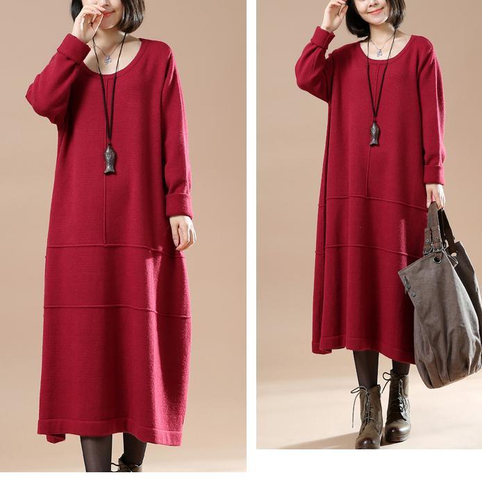 Red knit maxi dresses oversize sweaters baggy cute style