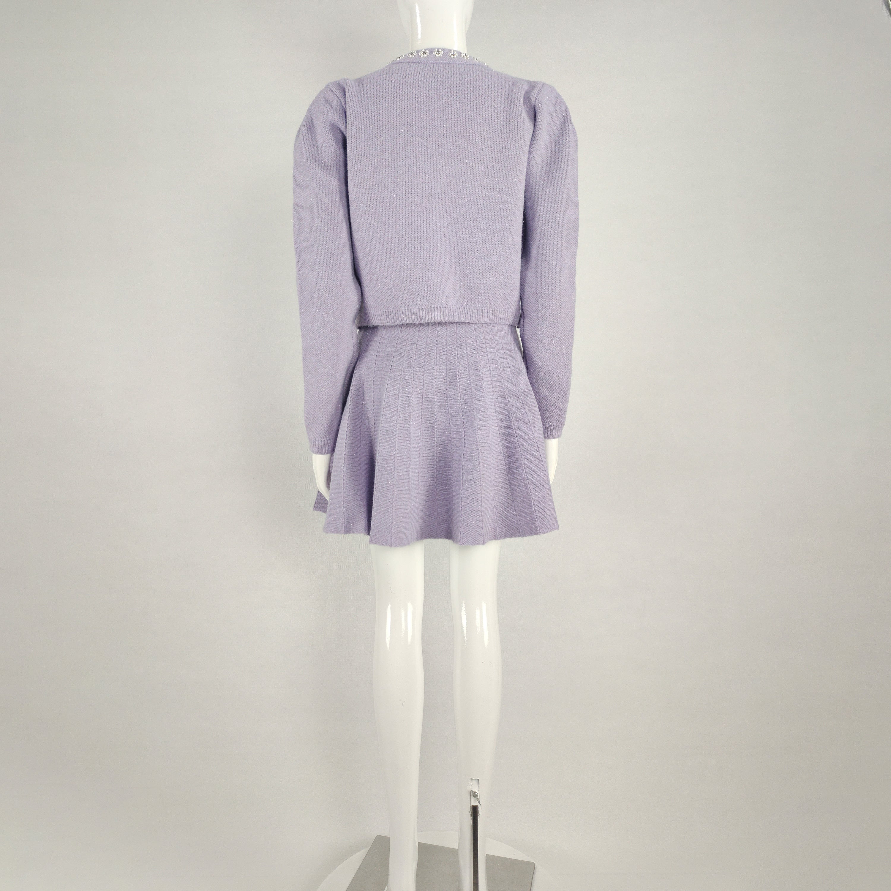 Remi Sequin Embellished Knit Cardigan Skirt Set