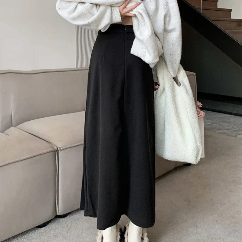 Vintage Pleated College Style High Waist ALine Skirt