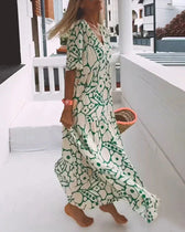 Floral Deep V-Neck Short Sleeve Tiered Maxi Dress 6