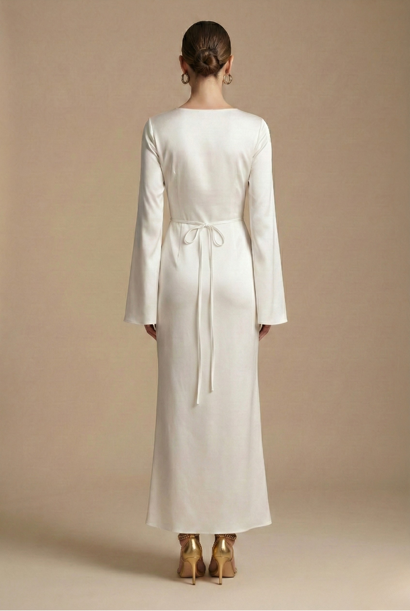 Satin Long Sleeve Bias-Cut Maxi Dress 2