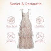 Floral Tulle Sweetheart Tiered Midi Dress 2