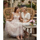 Floral Tulle Sweetheart Tiered Midi Dress 7