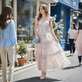 Floral Tulle Sweetheart Tiered Midi Dress 8