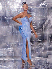 Rowan Strapless Sequin Crystal Maxi Dress 2