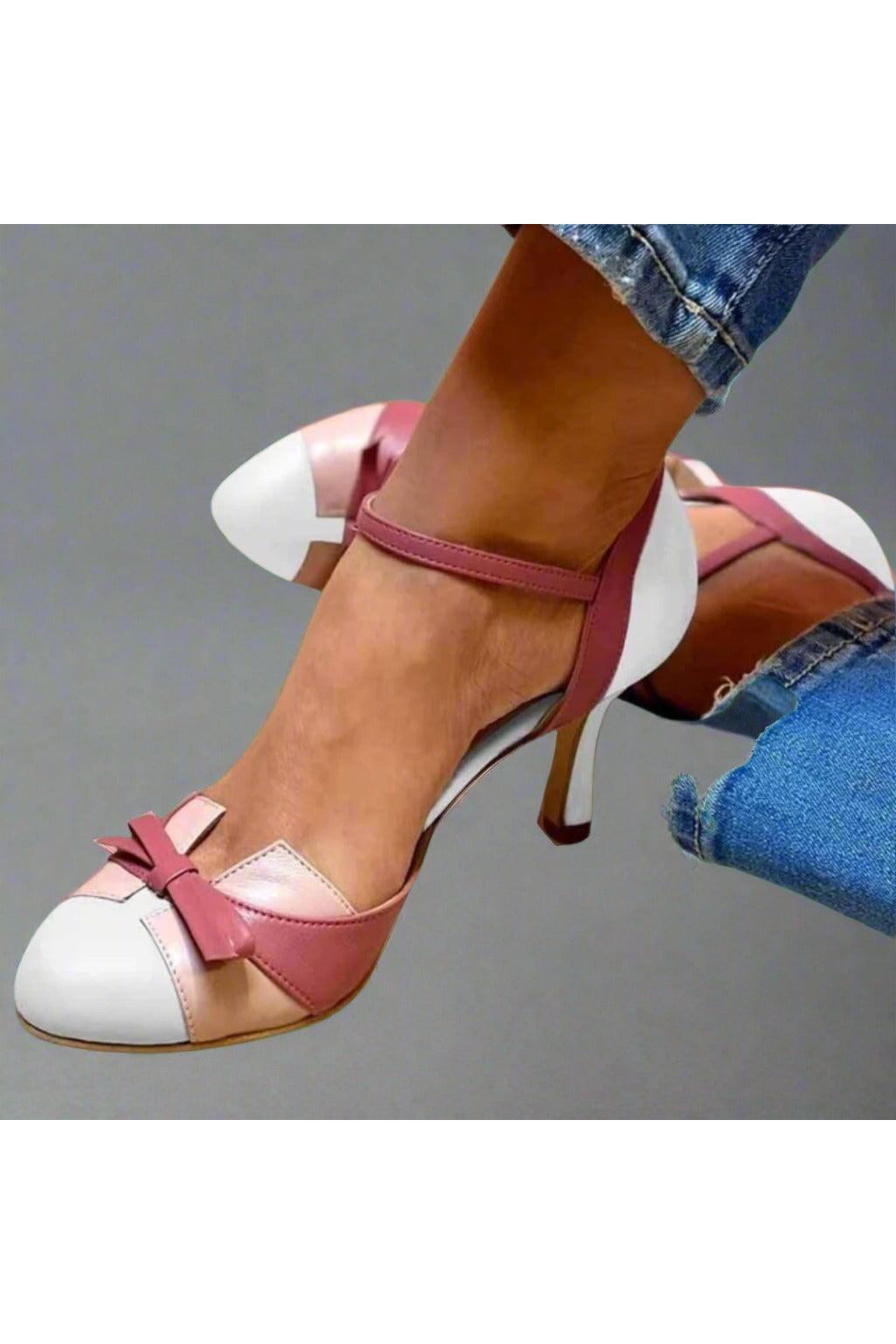 Round Toe Bow Ankle Strap Ballet Flats