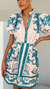 Print Puff Sleeve Two Piece Set 30