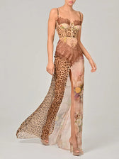 Leopard Mesh Patchwork Maxi Dress 5