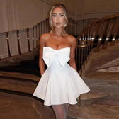 Pearl Bow Waist Wrap Backless Mini Dress 13