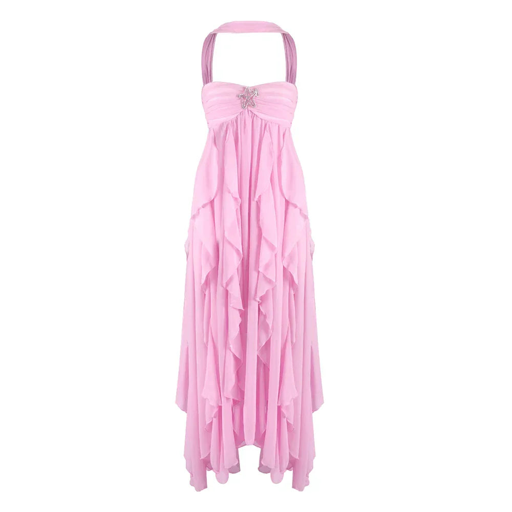 MORGAN RUFFLE DRESS Pink