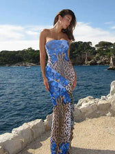 Deep V Backless Bandage Floral Dress 10