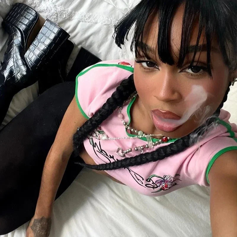 Gothic Style Printed Vest Y2K Crop Top