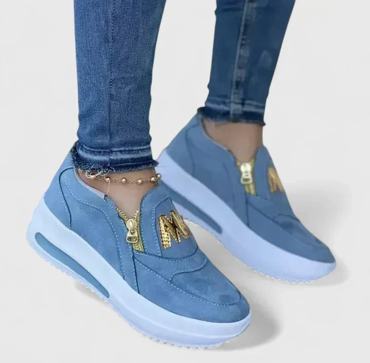 Zip Front Platform Slip On Sneakers