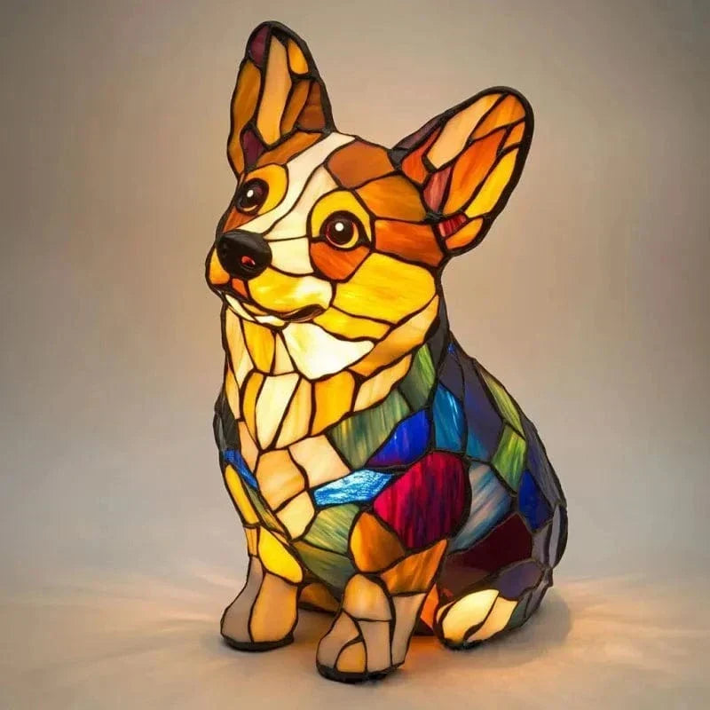 Stained Glass Corgi Dog Table Lamp
